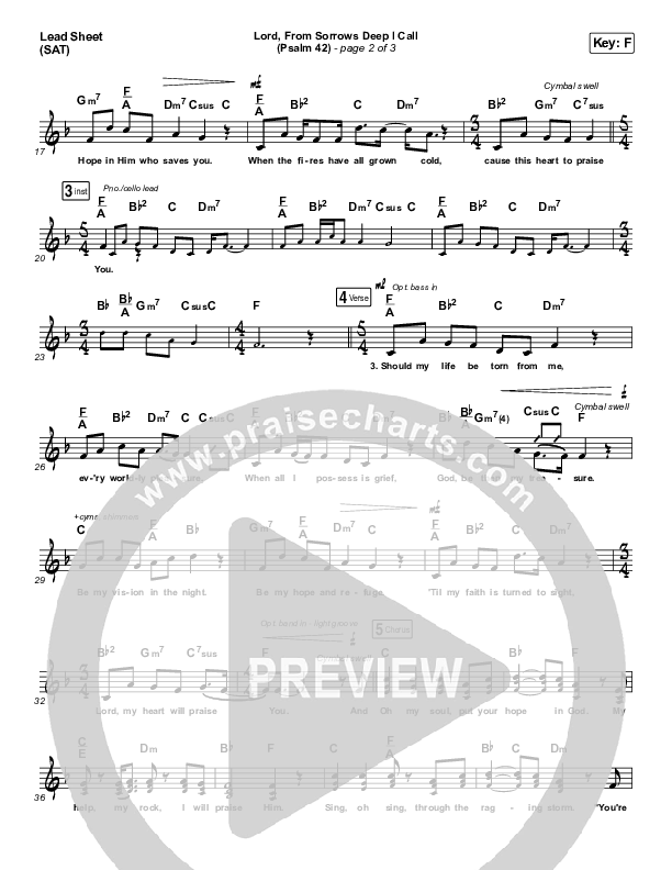 Lord From Sorrows Deep I Call (Psalm 42) (Choral Anthem SATB) Lead Sheet (SAT) (Matt Papa / Keith & Kristyn Getty / Arr. Luke Gambill)