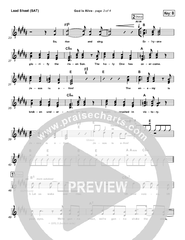 God Is Alive Lead Sheet (SAT) (FEE Band)
