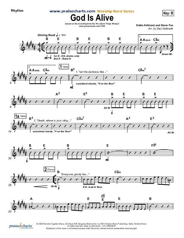 God Is Alive Rhythm Chart (FEE Band)