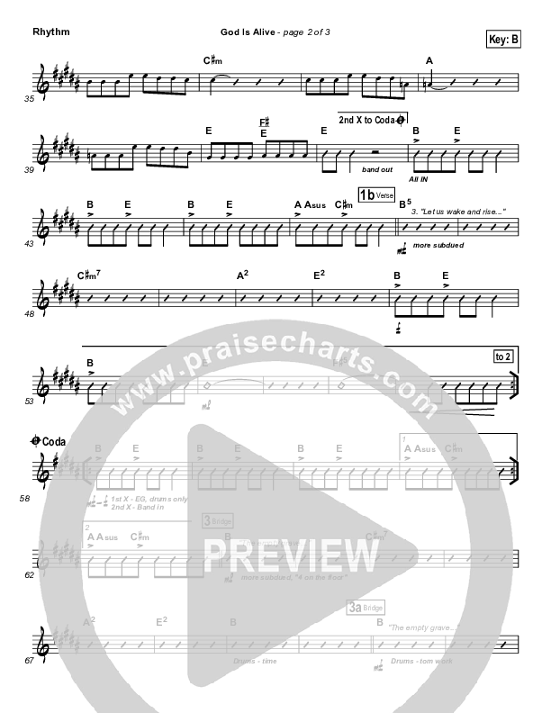 God Is Alive Rhythm Chart (FEE Band)