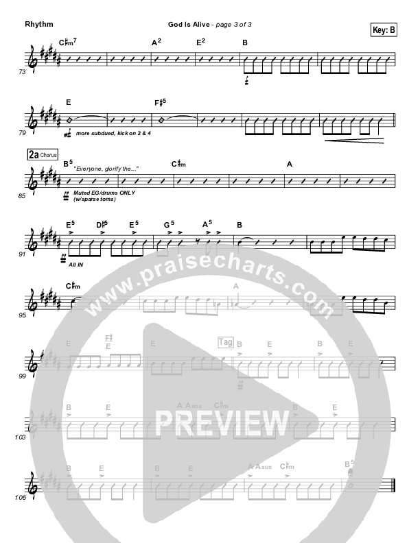 God Is Alive Rhythm Chart (FEE Band)