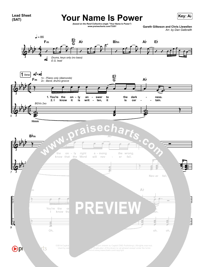 Your Name Is Power Sheet Music PDF (Rend Collective) PraiseCharts