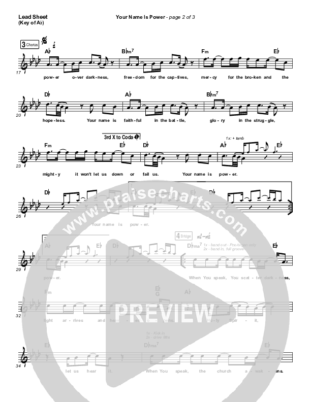 Your Name Is Power Lead Sheet (Melody) (Rend Collective)