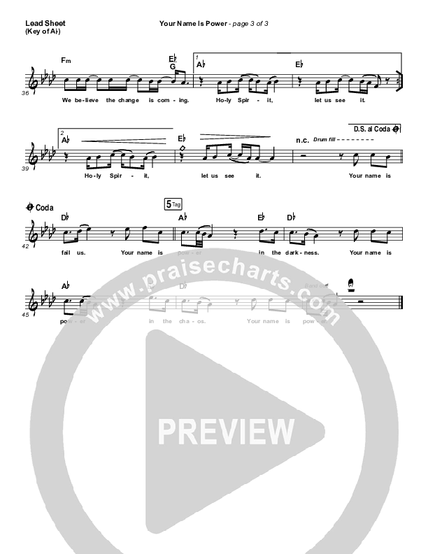 Your Name Is Power Lead Sheet (Melody) (Rend Collective)