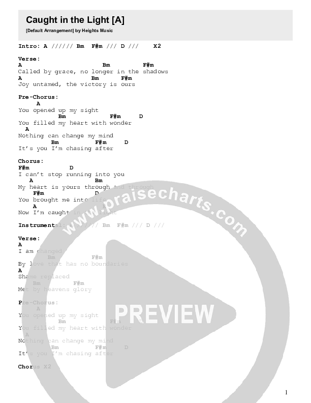 Caught In The Light Chords & Lyrics (Heights Music)