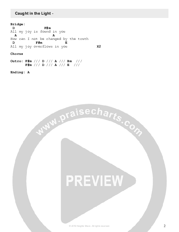 Caught In The Light Chords & Lyrics (Heights Music)