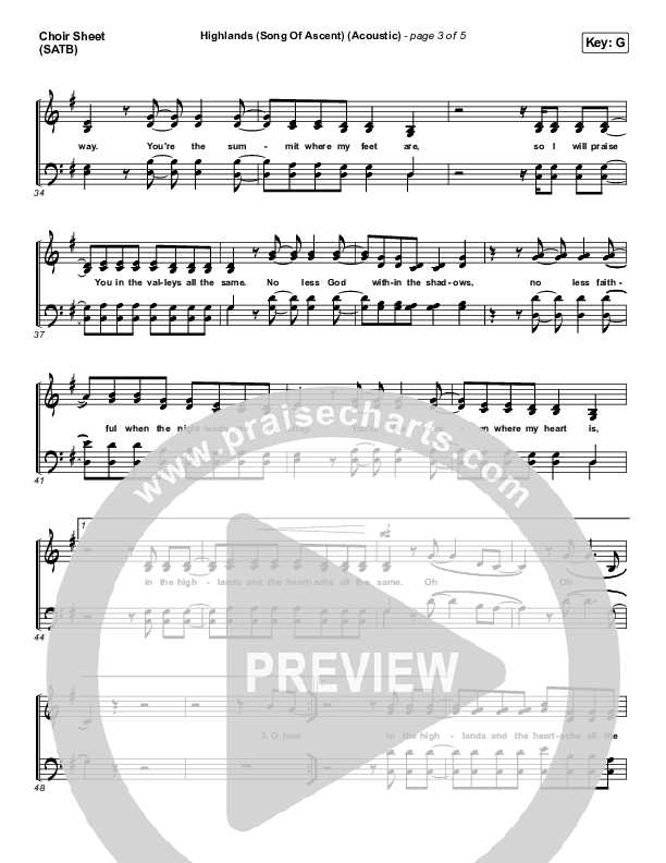 Highlands (Song Of Ascent) (Acoustic) Choir Sheet (SATB) (Hillsong UNITED)