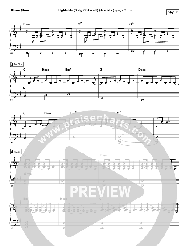 Highlands (Song Of Ascent) (Acoustic) Piano Sheet (Hillsong UNITED)