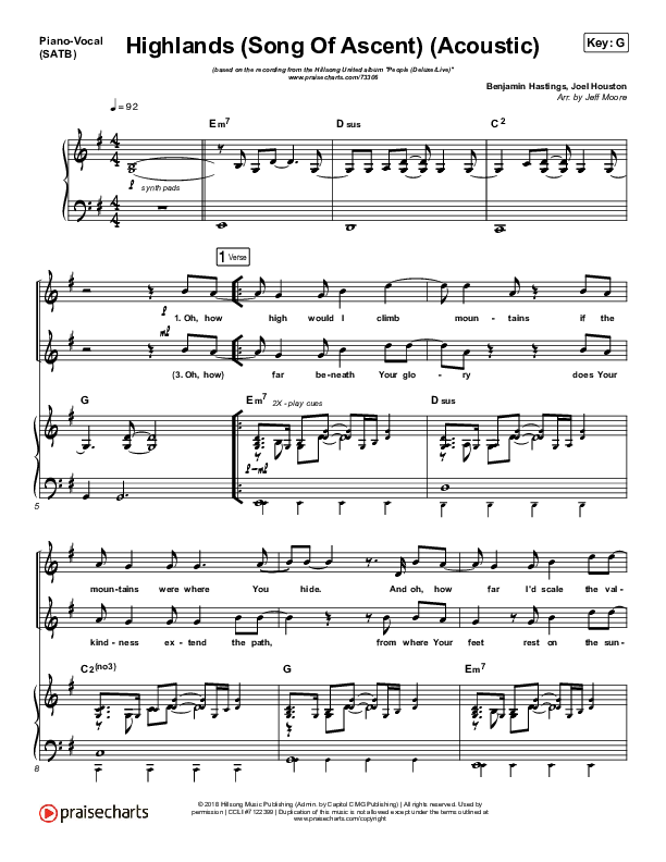 Highlands (Song Of Ascent) (Acoustic) Piano/Vocal & Lead (Hillsong UNITED)