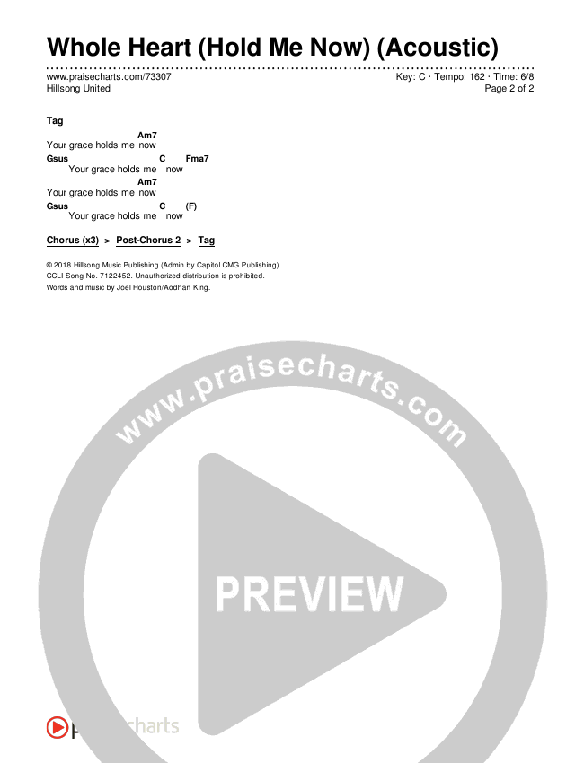 Whole Heart (Hold Me Now) (Acoustic) Chords & Lyrics (Hillsong UNITED)