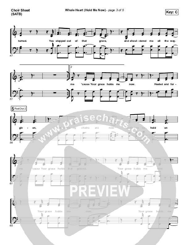 Whole Heart (Hold Me Now) (Acoustic) Choir Sheet (SATB) (Hillsong UNITED)