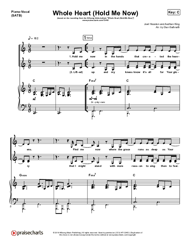 Whole Heart (Hold Me Now) (Acoustic) Piano/Vocal & Lead (Hillsong UNITED)