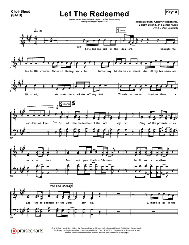 Let The Redeemed Choir Vocals (SATB) (Josh Baldwin)