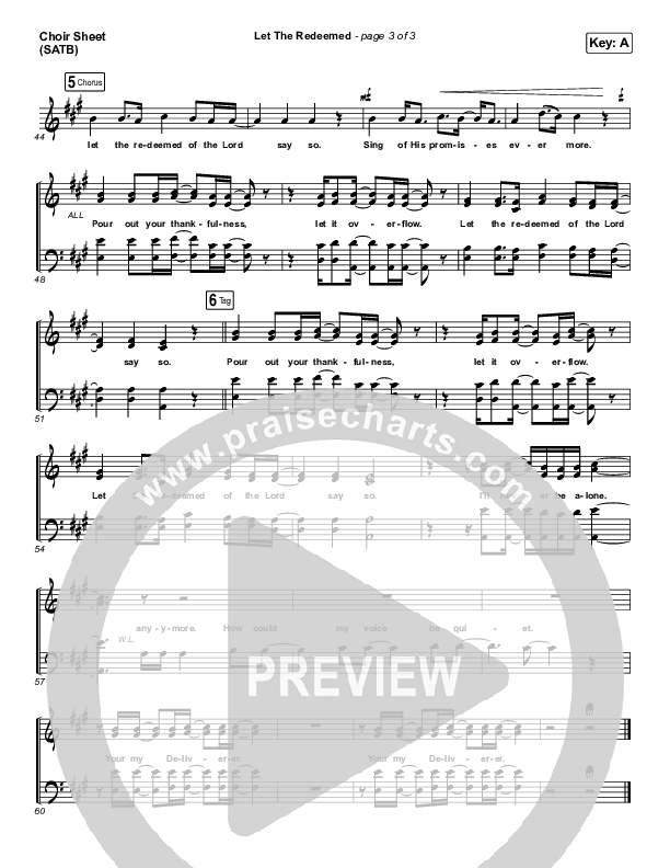 Let The Redeemed Choir Vocals (SATB) (Josh Baldwin)