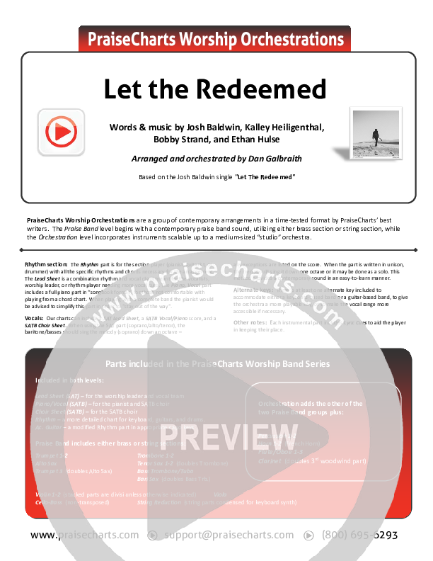 Let The Redeemed Cover Sheet (Josh Baldwin)