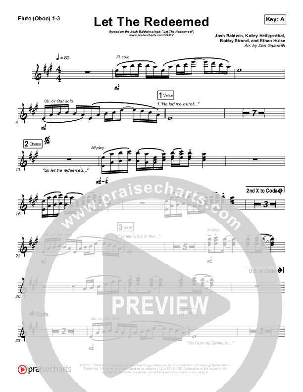 Let The Redeemed Flute/Oboe 1/2/3 (Josh Baldwin)