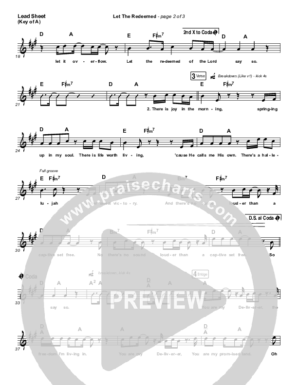 Let The Redeemed Lead Sheet (Melody) (Josh Baldwin)