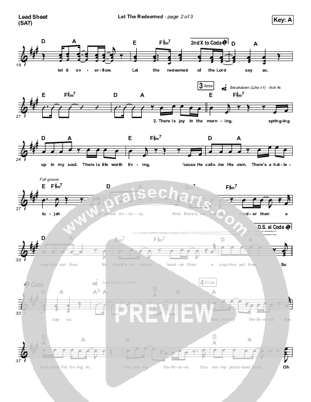 Let The Redeemed Lead Sheet (SAT) (Josh Baldwin)