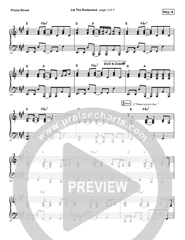 Let The Redeemed Piano Sheet (Josh Baldwin)