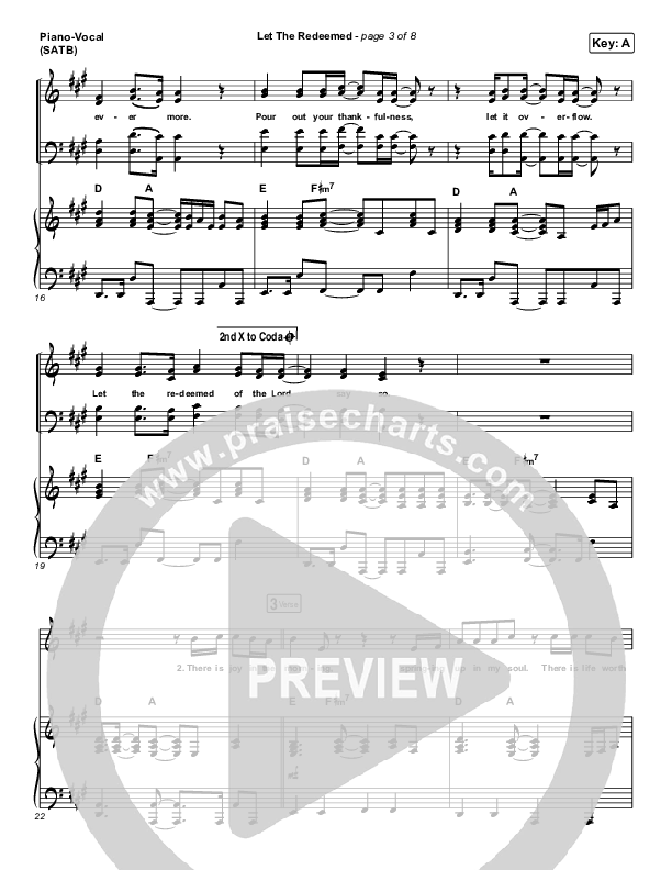 Let The Redeemed Piano/Vocal (SATB) (Josh Baldwin)