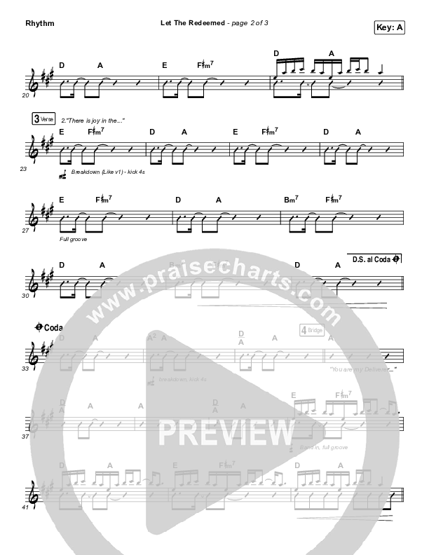 Let The Redeemed Rhythm Chart (Josh Baldwin)