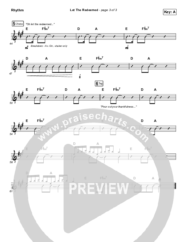 Let The Redeemed Rhythm Chart (Josh Baldwin)