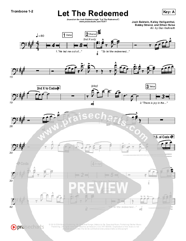 Let The Redeemed Trombone 1/2 (Josh Baldwin)