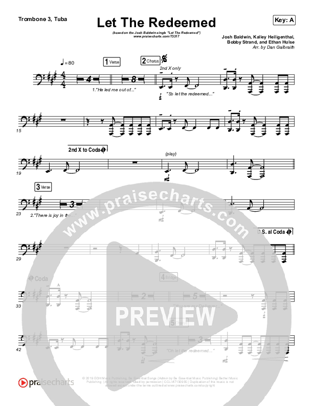 Let The Redeemed Trombone 3/Tuba (Josh Baldwin)