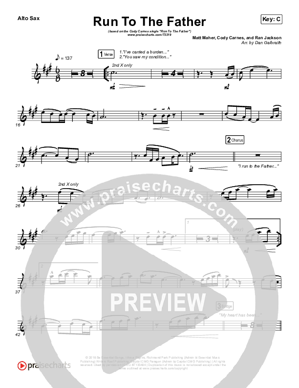 Run To The Father Alto Sax (Cody Carnes)