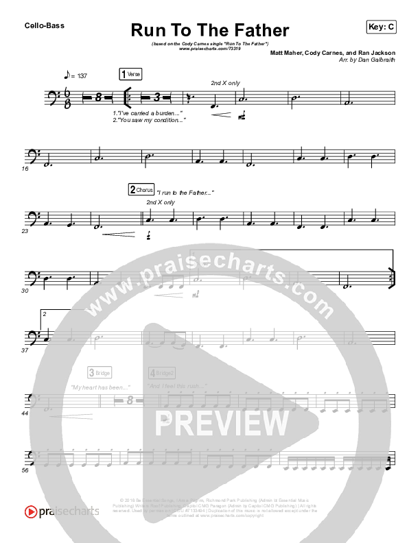 Run To The Father Cello/Bass (Cody Carnes)