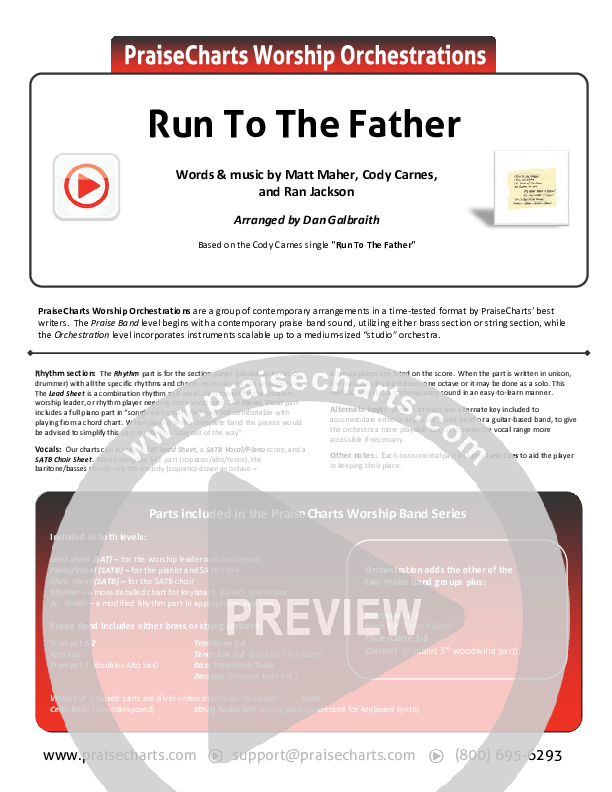 Run To The Father Cover Sheet (Cody Carnes)