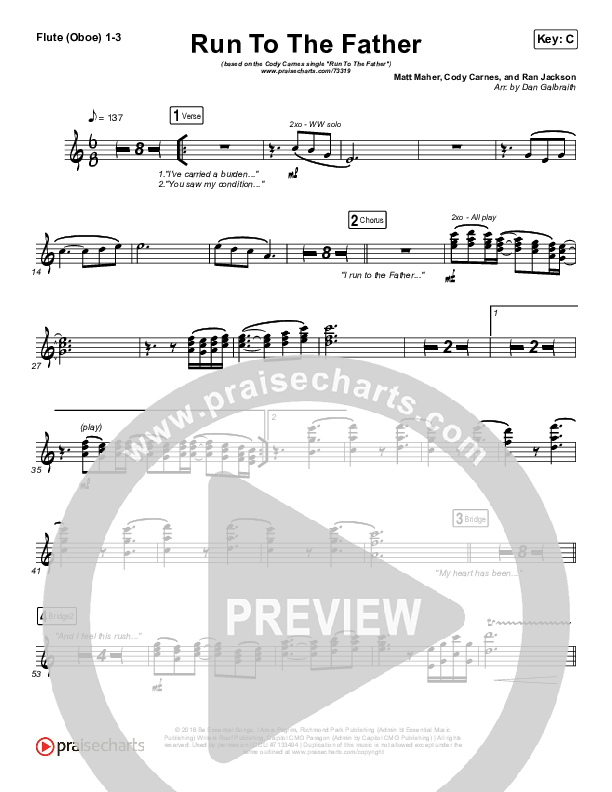 Run To The Father Flute/Oboe 1/2/3 (Cody Carnes)