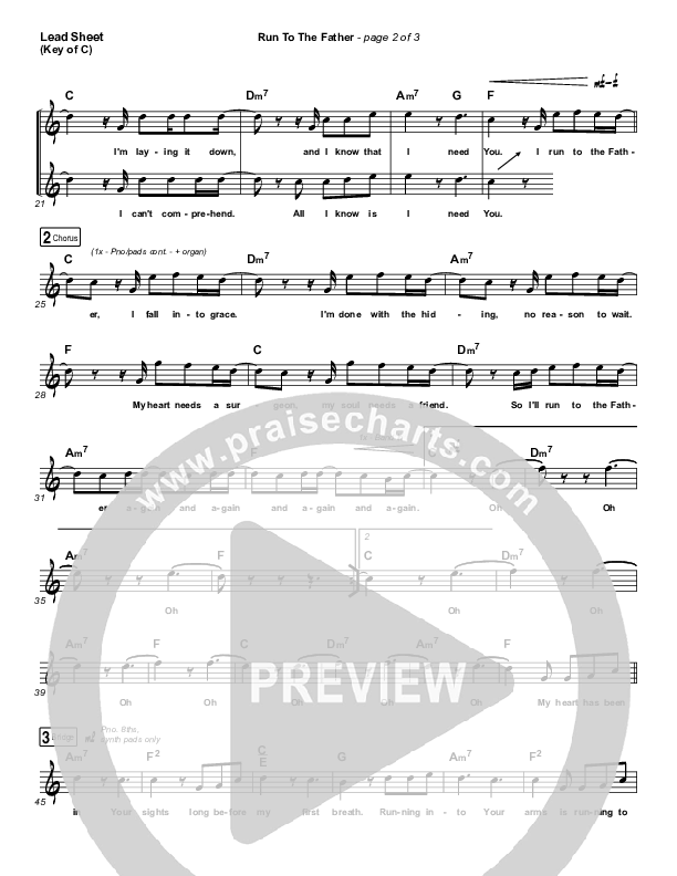 Run To The Father Lead Sheet (Melody) (Cody Carnes)