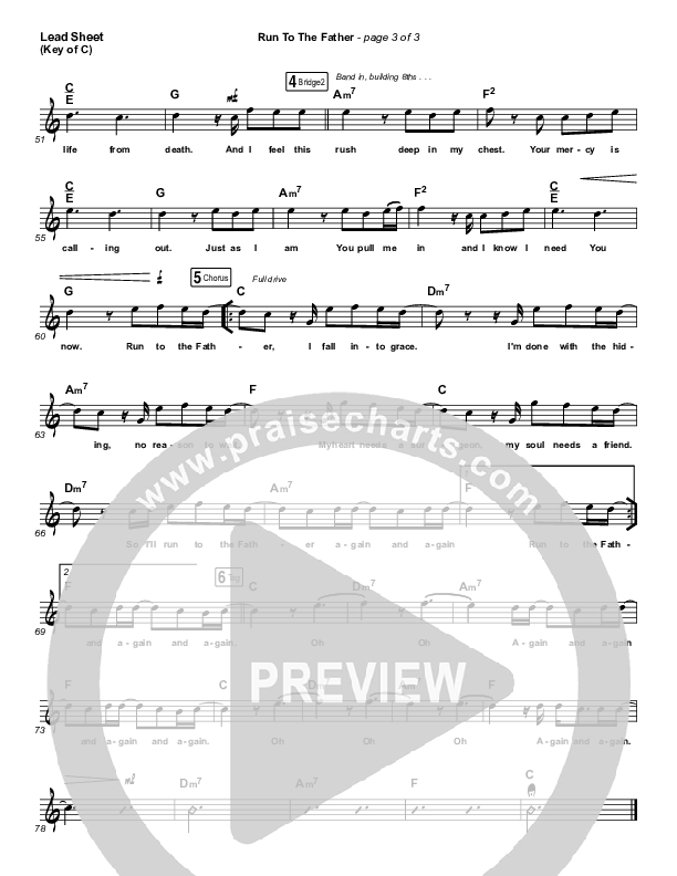 Run To The Father Lead Sheet (Melody) (Cody Carnes)