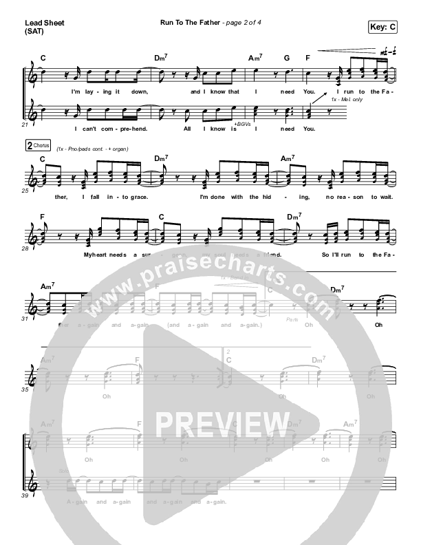 Run To The Father Lead Sheet (SAT) (Cody Carnes)