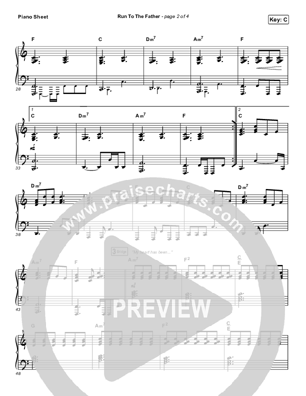 Run To The Father Piano Sheet (Cody Carnes)