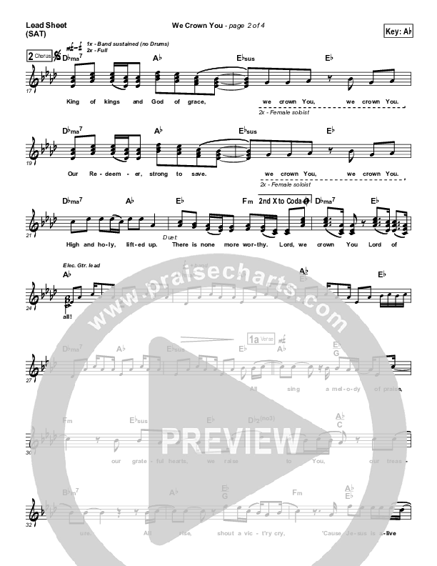 We Crown You Lead Sheet (SAT) (FEE Band)