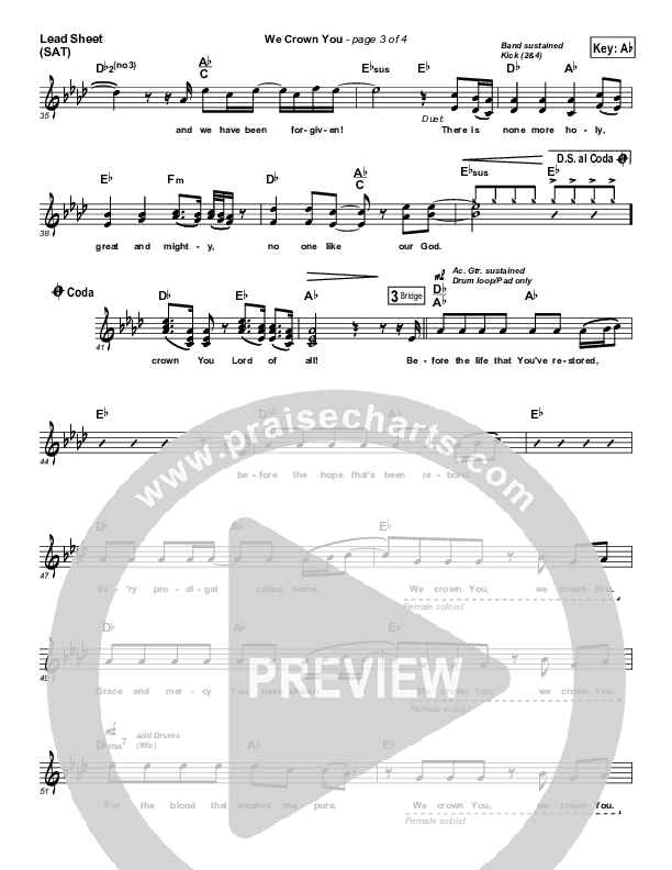 We Crown You Lead Sheet (SAT) (FEE Band)
