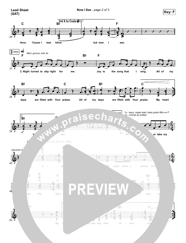 Now I See Lead Sheet Piano Vocal Paul Mcclure Hannah Mcclure