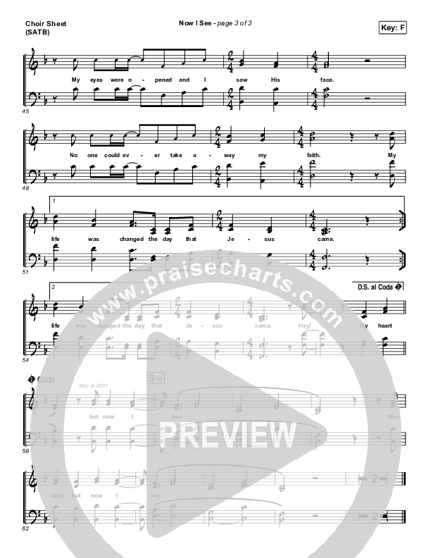 Now I See Choir Vocals (SATB) (Paul McClure / Hannah McClure / The McClures)