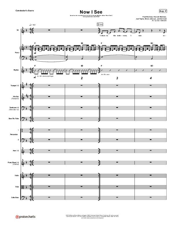 Now I See Conductor's Score (Paul McClure / Hannah McClure / The McClures)