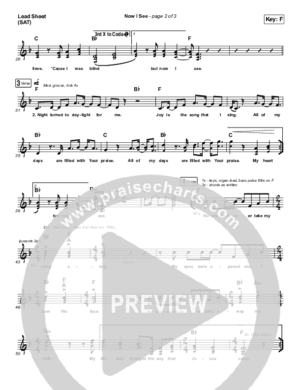 Now I See Lead Sheet (SAT) (Paul McClure / Hannah McClure / The McClures)