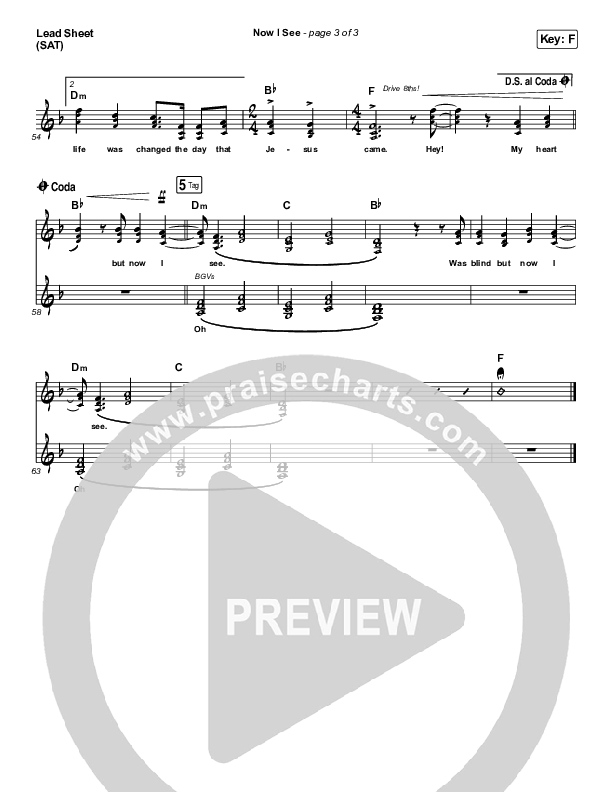 Now I See Lead Sheet (SAT) (Paul McClure / Hannah McClure / The McClures)
