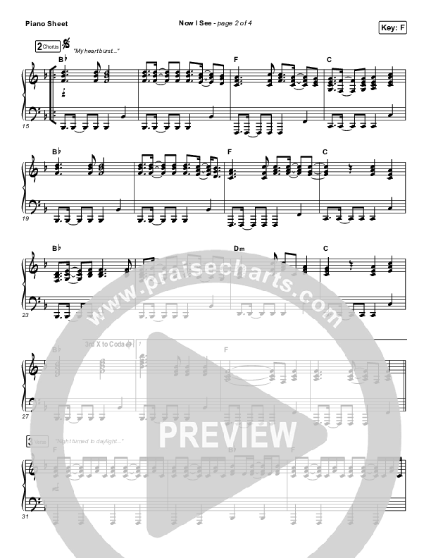 Now I See Piano Sheet (Paul McClure / Hannah McClure / The McClures)