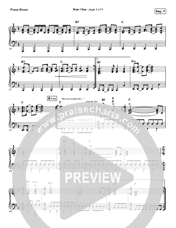 Now I See Piano Sheet (Paul McClure / Hannah McClure / The McClures)