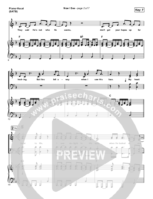 Now I See Piano/Vocal (SATB) (Paul McClure / Hannah McClure / The McClures)