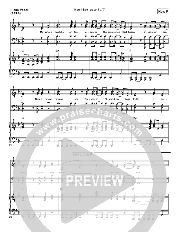 Now I See Piano/Vocal (SATB) (Paul McClure / Hannah McClure / The McClures)