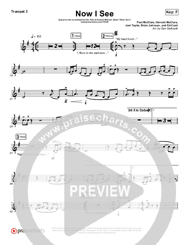 Now I See Trumpet 3 (Paul McClure / Hannah McClure / The McClures)