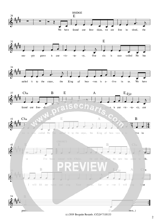 Raised With Christ Lead Sheet (St Aldates Worship / Lauren Harris)