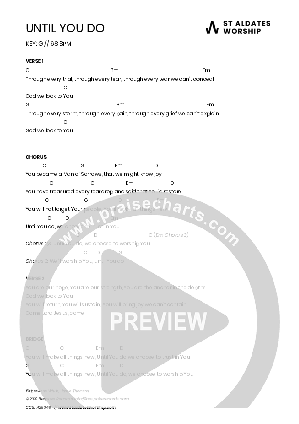 Until You Do Chords & Lyrics (St Aldates Worship / Esther-Jane White)